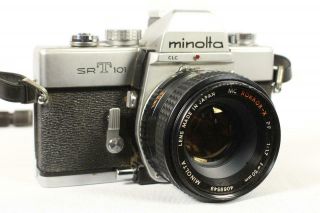 Vintage Minolta Sr - T 101 35mm Film Slr Camera Rokkor - X Pf 1:1.  7 F=50 Lens