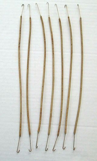 7 Vintage Brass Wire Spring Hooks Hangers ???