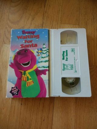 Barney Waiting For Santa Vhs White Tape 1992 Vintage Lyons Group