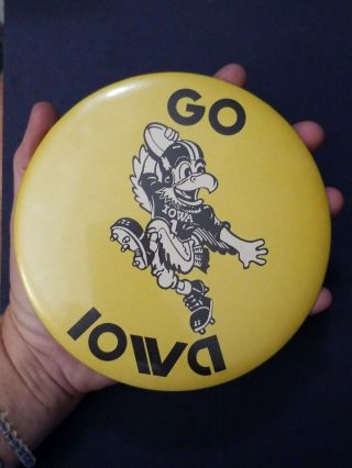 Large 6 " Vintage Iowa Hawkeyes Football Pin Back Button Herky W/ Football