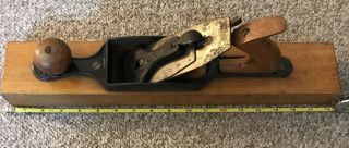 Vintage Bailey Stanley Wood Plane,  Wooden Base 18 Inch Good
