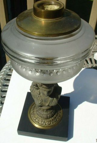 Vintage Oil Lamp Base Pot Metal Classical Victorian Woman Antique Bust Figure