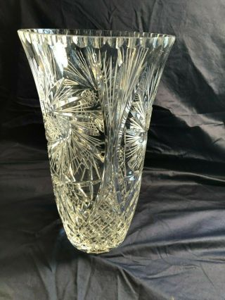 Vintage Cut Crystal Vase - Large / Heavy 12 " Tall