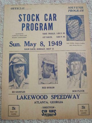 1949 Nscra Sanctioned Lakewood Speedway Atlanta Stock Car Race Program