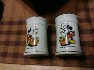 Vintage Disney Chef Mickey Mouse Ceramic Salt & Pepper Shakers Japan (m369)