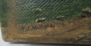 Antique 1800 ' s J P Mullane Primitive Oil Painting On the Way Home Folk Art 2