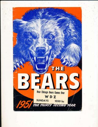 1951 Chicago Bears Football Guide (only Listed)