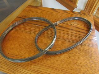 2 Vintage Round & Oval Metal Cork Lined Spring Tension Embroidery Hoops Frames