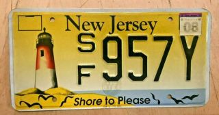 Jersey Shore To Please Lighthouse License Plate " Sf 957 Y " Nj Beach Ocean