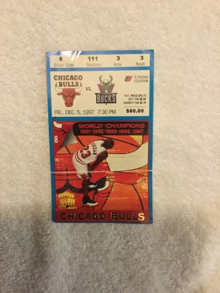 Chicago Bulls Milwaukee Bucks 12/5/1997 Ticket Stub Michael Jordan Game 8