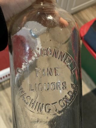 Vintage D.  J.  O’connell Fine Liquors Washington Dc Clear Glass Bottle Whiskey