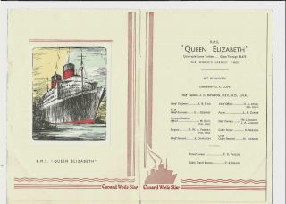 Passenger List Rms Queen Elizabeth,  Cunard White Star Ship Line,  1951 & Abstract
