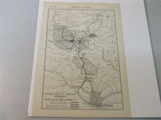 Vintage Map Of Lehigh Valley Transit Company From 1914