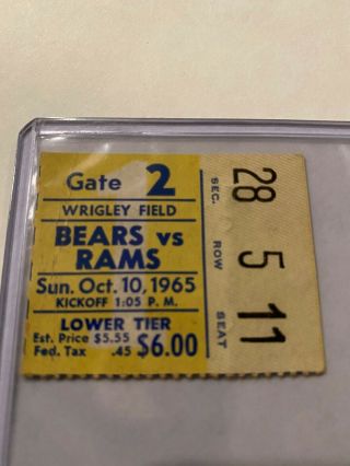 Rare Vintage 1965 Nfl Football Chicago Bears Ticket Stub Vs Los Angeles Rams La