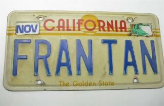 Vtg California Sunset Vanity License Plate Fran Tan Man Cave