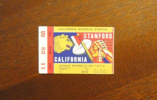 1950 California Golden Bears Vs Stanford Indians Cardinals Football Ticket Stub