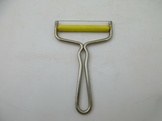 Vintage Metal Cheese Slicer Wire Cutter Yellow Roller 5 1/4 " X Long 3 1/4 " W
