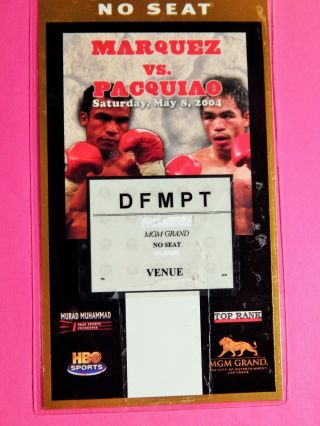 Manny Pacquiao - Juan Marquez Boxing Credential Mgm Grand Las Vegas May 8 2004