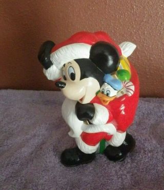 Vintage Walt Disney Productions Mickey Mouse Christmas Ceramic Painted Mold 9 "