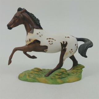 Vintage Porcelain Ceramic Appaloosa Running Horse Figurine Made In Malaysia