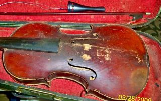Old Antique FULL SIZE Violin with bow and case MITTENWALD GERMANY 2