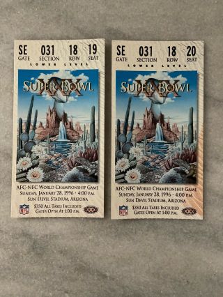 Bowl Xxx Game Ticket Stub Dallas Cowboys Vs Pittsburgh Steelers Tempe,  Az.