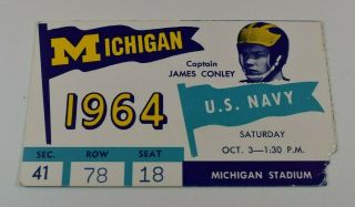 1964 Michigan Wolverines Vs Us Army Football Ticket - Michigan Stadium