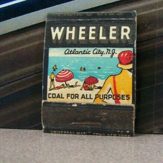 Vintage Matchbook Cover V5 Atlantic City Jersey Beach Scene Wheeler Coal