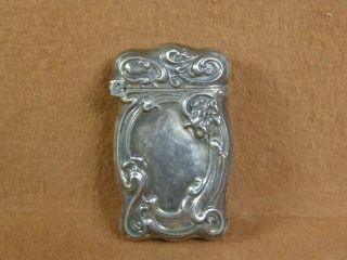 Antique Art Nouveau Sterling Silver Repousse Match Safe Vesta Case Floral Design