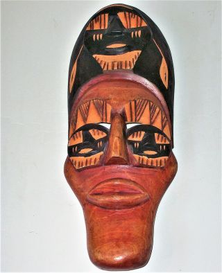 African Tribal Mask Hand Carved Wood Plack Art Sculpture Statue Figurine Vintage