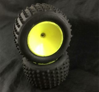 Vintage Team Associated Rc10t Rear Wheels Yellow 3/16 " & Pro - Line Speed Paw Tire