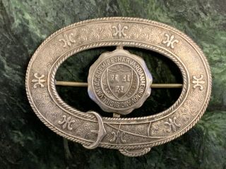 Antique Harvard University Sterling Silver Crest Coat - Of - Arms Emblem School Pin