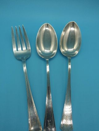 Antique.  Birks /gorham Farfax Pattern Sterling Silver Serving Fork And Spoons