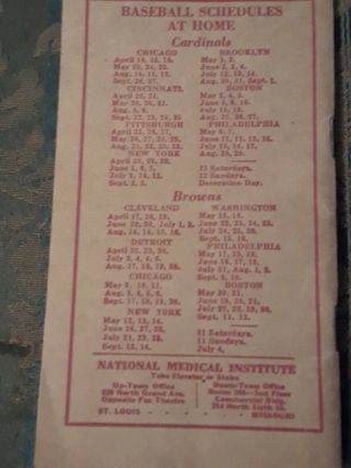 1936 St.  Louis Street Guide St.  Louis Cardinals & St.  Louis Browns Home Schedule 3