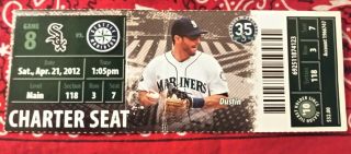 Phil Humber Perfect Game No Hitter Full Ticket Stub W/crease White Sox 4/21/12