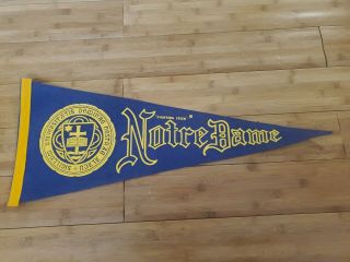 Vintage Notre Dame University College Football Blue Pennant Flag