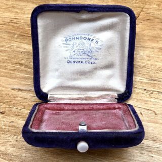 Pohndorfs Denver Antique Velvet Jewelry Box Pin Vtg Mop Push Button Pink Purple
