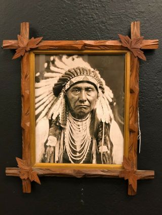 Antique Framed Restored Photograph Of Native American Nez Perce Chief Joseph