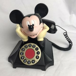 Vtg Mickey Mouse Desk Phone Touchtone Push Button Telemania Segan