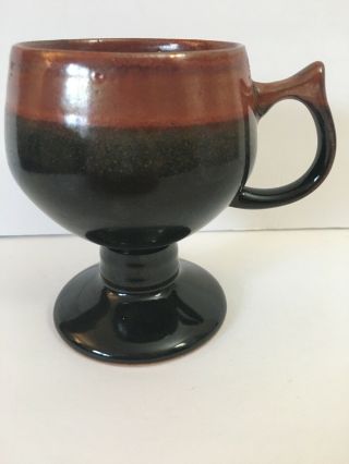 Vtg Otagiri Pedestal Footed Coffee Mug Brown Stoneware After Dinner Drink Cup