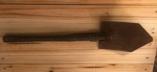 Vintage Folding Shovel Tool With Pick.  Wooden Handle,  No Markings.