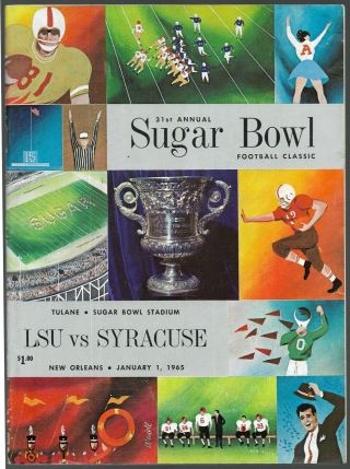 1965 Sugar Bowl Syracuse Vs.  Lsu College Football Program W/ Floyd Little - Ex.