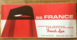 1969 Ss France French Line Compagnie Generale Foldout Deck Plan & Pics Ss Norway