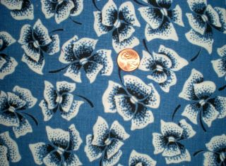 Floral On Blue Vtg Feedsack Quilt Sewing Doll Clothes Craft Fabric