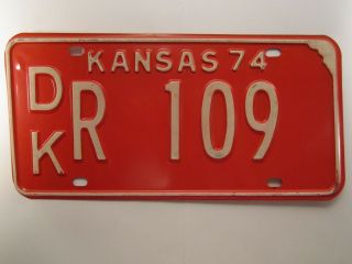 License Plate Car Tag 1974 Kansas Dk R 109 Dickinson County [z277]