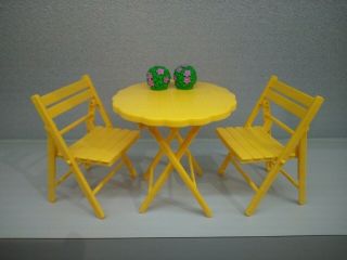 Vintage Barbie Yellow Folding Picnic Patio Table & Chairs