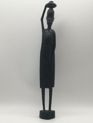 Antique Vintage African Tribal Folk Art Hand Carved Tall Wooden Woman Sculpture