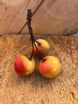 Early Vintage Antique Italian Alabaster Stone Fruit Yellow Orange Cherries