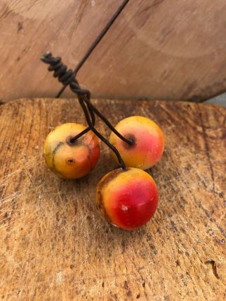 Early Vintage Antique Italian Alabaster Stone Fruit Yellow Orange Cherries 3