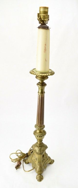 Vintage Antique Brass Lamp Religious Figures Art Deco Home Decor Mid Century